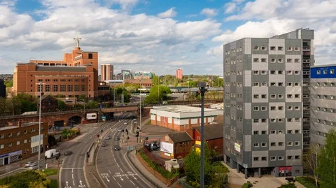 City Centre Timelapse, Daytime Over Motorway And Buildings 4K Stock Footage 99686768