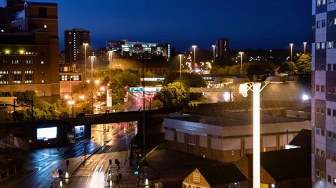 City Centre Timelapse, Thunderstorm over Leeds 2 4K Stock Footage 99730886