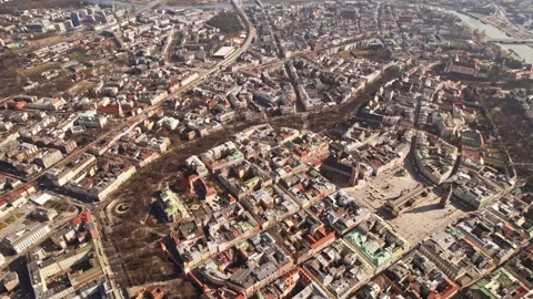 City Centre View from High Above Still Life Steady Spring Sunny Day Drone Aerial Stock-Footage 235559452