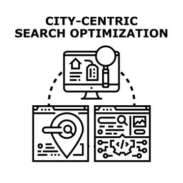 City centric search optimization local business digital marketing Stock Illustration