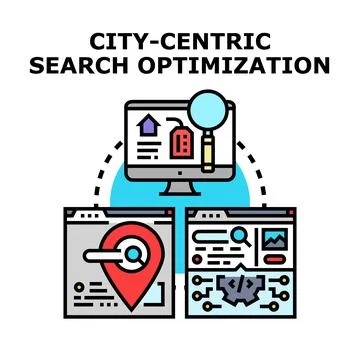City centric search optimization local business digital marketing Stock Illustration