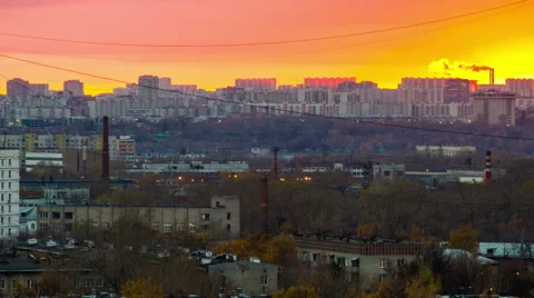 City changing day to night timelapse Stock Footage 64769984