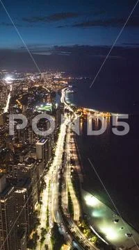 The city of Chicago at night - wonderful view from above - street photography Stock Photos