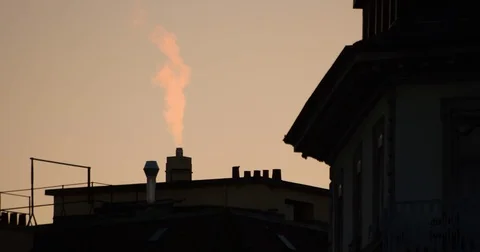 City chimney in winter slowmotion Stock Footage 71349528