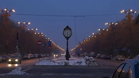 City Clock On Main Boulevard 스톡 동영상 71772936