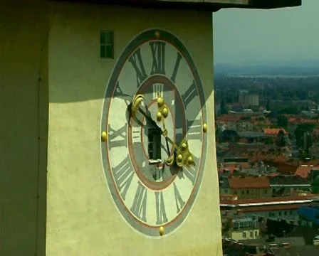 City clock Uhrturm tower, Graz Stock Footage 10715001