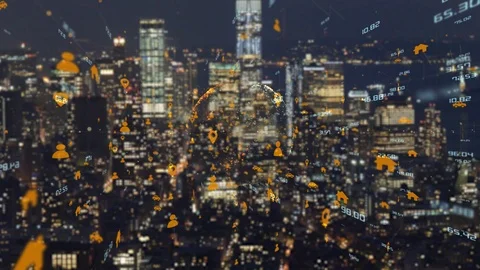 City cloud computing IOT mobile data network connectivity information technology Stock Footage 108194092