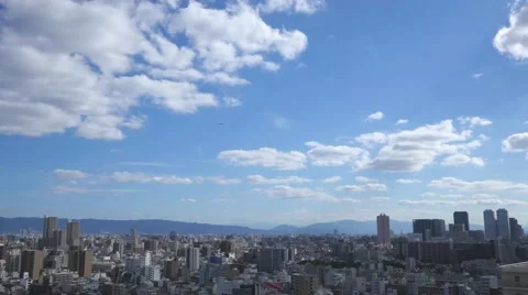 City cloud cover time-lapse Osaka, Japan 4K Vídeo Stock 56842446