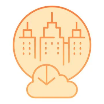 City cloud storage flat icon. City data storage vector illustration isolated on Stock Illustration