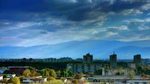 City clouds HDR panorama Stock Footage 12571561