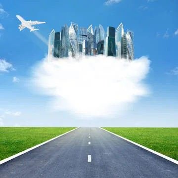 City on clouds Ilustración de archivo