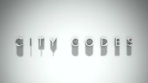 City codes 3D title animation with shadows on a white background Stock Footage 297132918