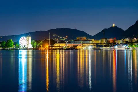 The city of Como in the evening. Stock Photos