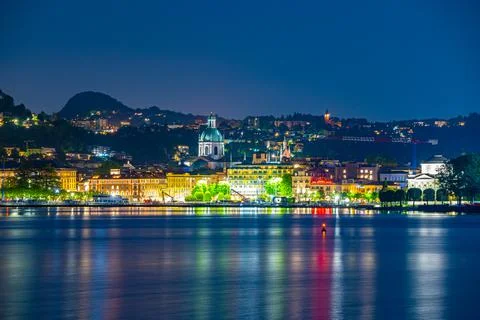 The city of Como in the evening. Stock Photos