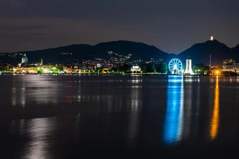 The city of Como in the evening. Stock Photos