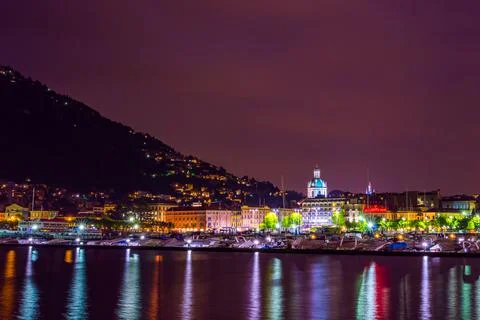 The city of Como in the evening. Stock Photos