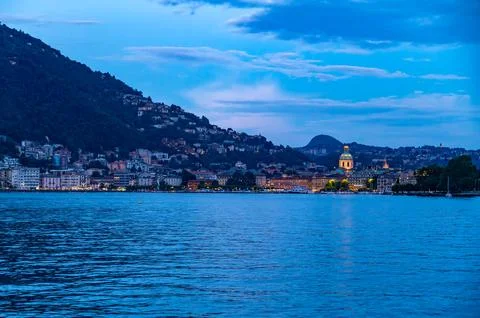 The city of Como in the evening. Stock Photos