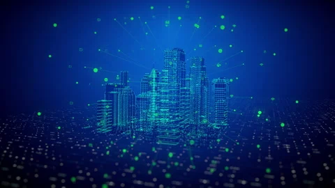 City Connect Systems in a 3D animation Stock Footage 239036930