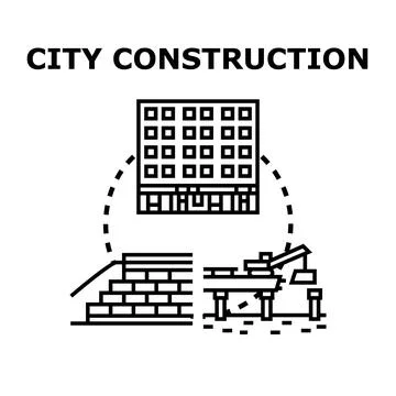 City construction process building progress development Ilustración de archivo