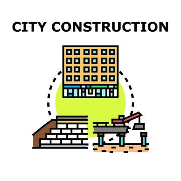 City construction process building progress development Stock Illustration
