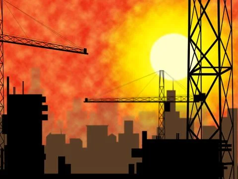 City construction showing building plot and house Stock Illustration