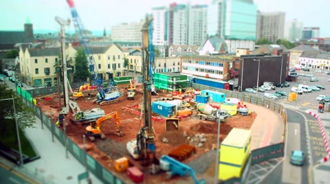 City Construction Site. Tilt Shift Timelapse. 스톡 동영상 56023757