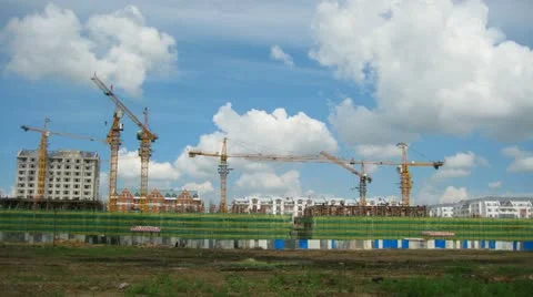 City Construction Timelapse With Clouds 動画素材 11173553