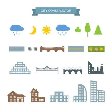 City constructor icons set イラスト素材