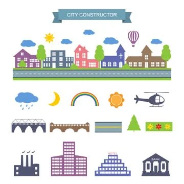 City constructor icons set イラスト素材