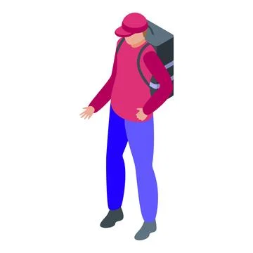 City courier backpack icon isometric vector. Food package イラスト素材