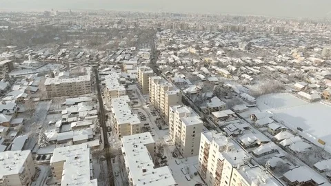 City covered in snow Stock Footage 72745249