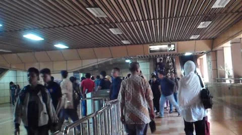 City Crowd in the Train Station Stock Footage 8849496