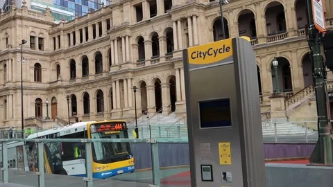 City Cycle Pay Machine in Brisbane city Stock Footage 149966935