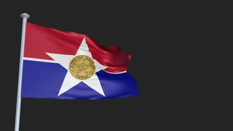 City Of Dallas - Loopable 3D flag animation with Alpha Channel and Transparen Stock Footage 90969426