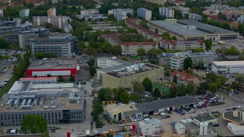 City data center building using solar cooling system. Magic aerial view drone Stock Footage 345336618