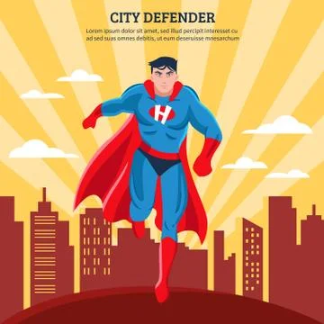 City Defender Flat Vector Illustration Ilustración de archivo