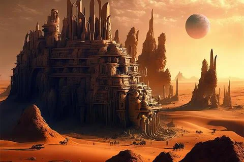A City In A Desert Stock Illustration