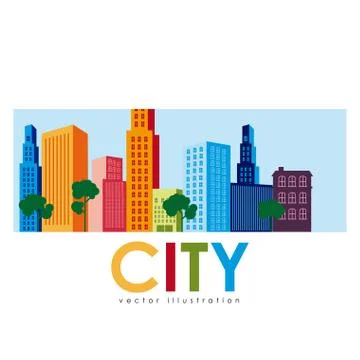 City design over white background vector illustration Ilustração Stock