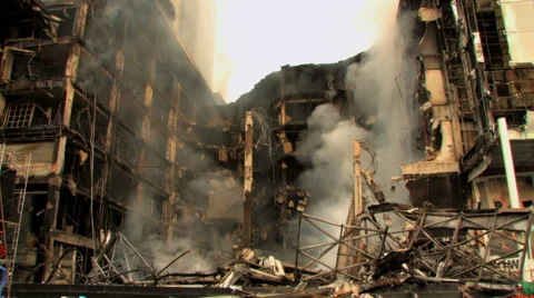 City Destroyed Atomic Hydrogen Bomb Nuclear Warfare Holocaust War Blast Attack Stock Footage 65520111