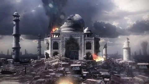 City Destroyed Taj Mahal End of the Worl... | Stock Video | Pond5