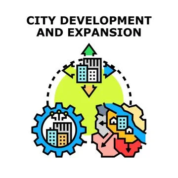 City development and expansion vector icon concept Illustrazione stock