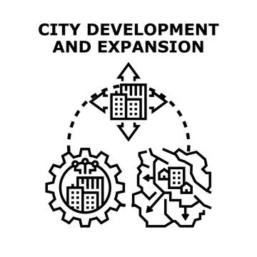 City development and expansion vector icon concept Stock Illustration