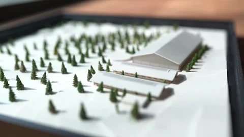 City Development Project Miniature Model Under Glass In Hall Stock Footage 252605880