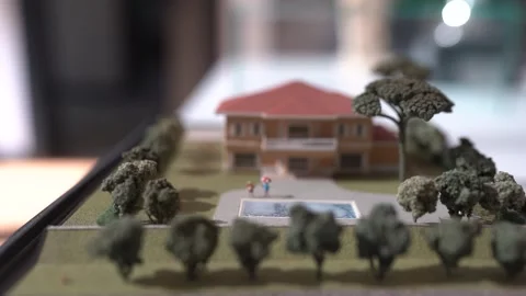 City Development Project Miniature Model Under Glass In Hall Stock Footage 252606309