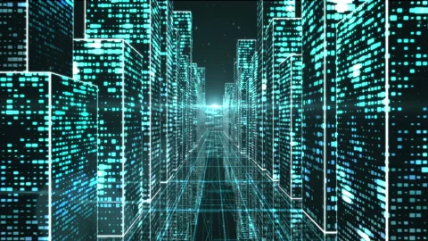 City in the Digital Space Video stock 86660091