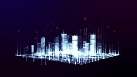 City digital technology concept, white particle. Stock Footage 248622735