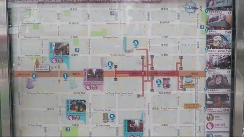 City District Road Map, Underground, Mong Kok, Nathan Road, Kowloon, Hong Kong Stock Footage 341583171
