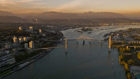 City Divided By Large River Stock Footage 120837289