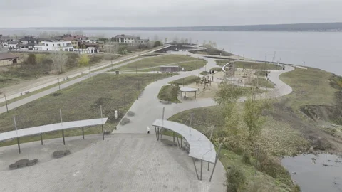 City divided into sectors features cozy embankment Stock Footage 326470265