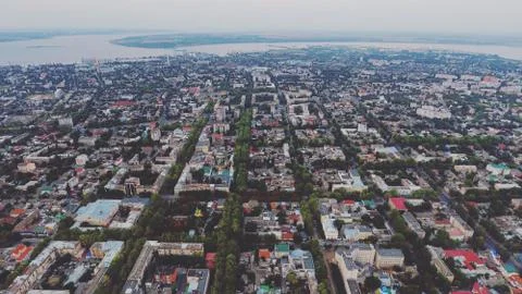 City downtown from above Stock Photos